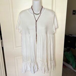 Haute Apparel Tiered Ruffled White Blouse